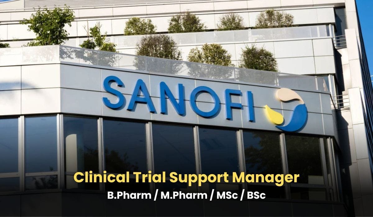 Sanofi Hiring Clinical Trial Support Manager