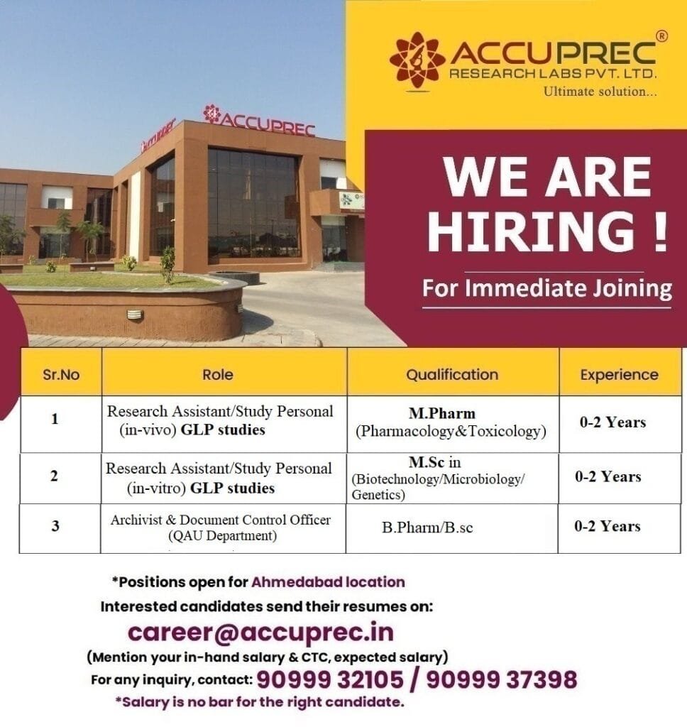 Freshers Hiring Research Assistant,Document Control Officer In Accuprec Research Labs Freshers Hiring Research Assistant,Document Control Officer In Accuprec Research Labs