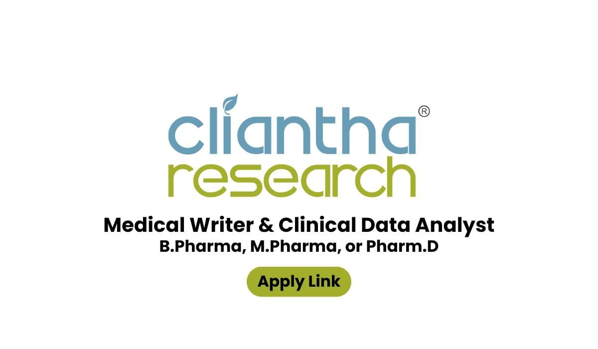 Cliantha Research Hiring Medical Writer & Clinical Data Analyst