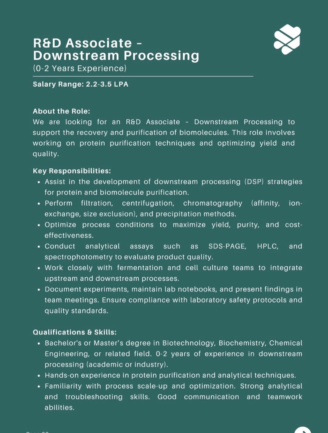 Freshers Hiring For Research & Development In Genexis Biotech Freshers Hiring For Research & Development In Genexis Biotech