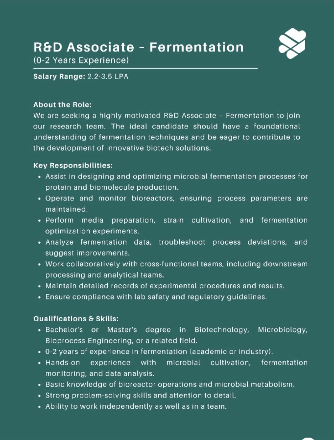 Freshers Hiring For Research & Development In Genexis Biotech Freshers Hiring For Research & Development In Genexis Biotech