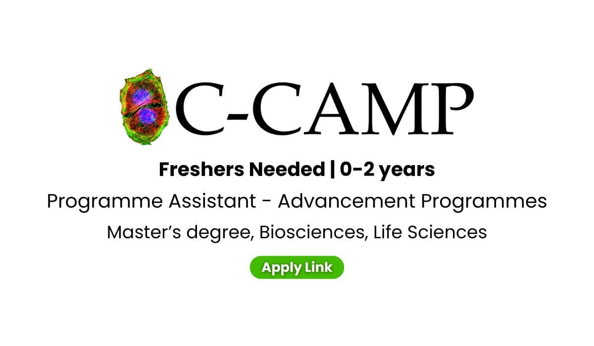 Programme Assistant - Advancement Programmes Job Opening at C-CAMP