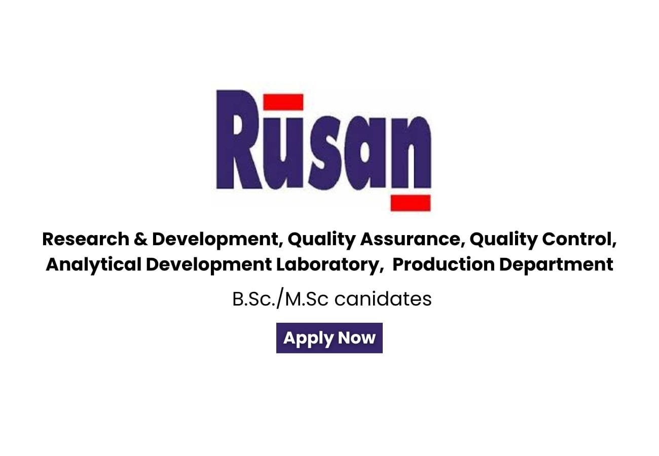 Rūsan Pharma Hiring For R&D, QA, QC, ADL, Production