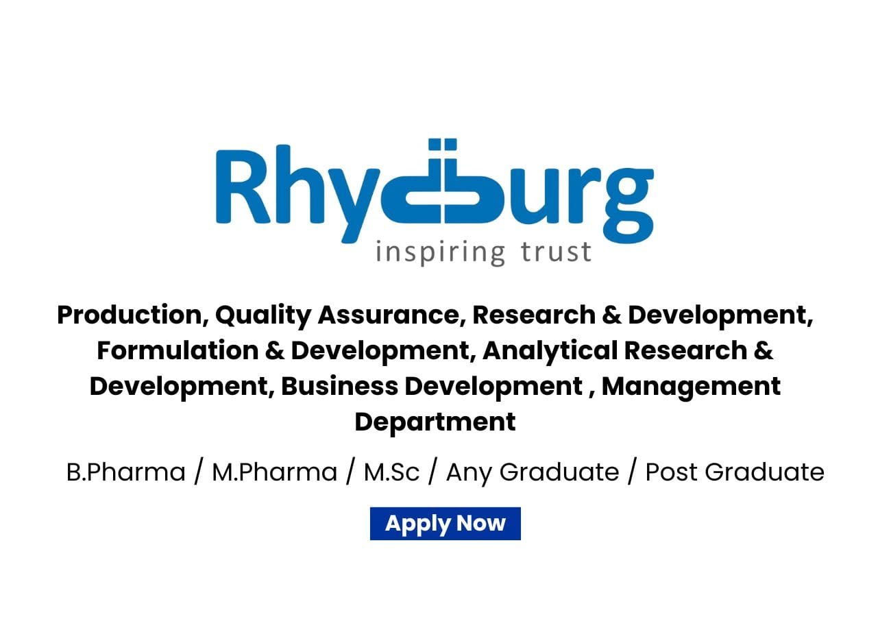 Rhyburg Pharma Hiring For Production, QA, R&D, ARD, F&D, MD