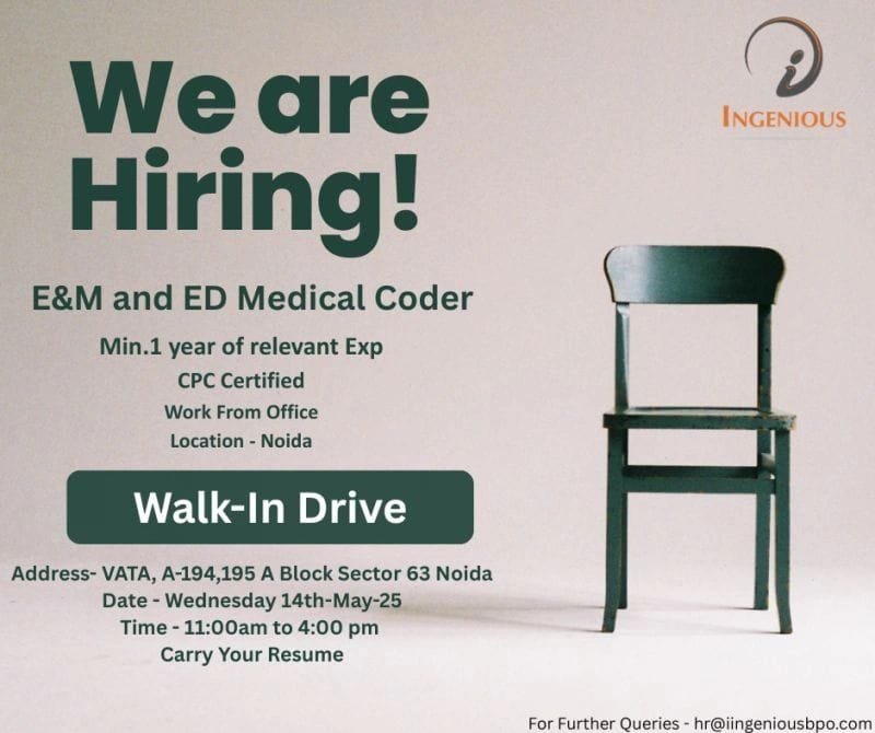 INGENIOUS Hiring: E&M & ED Medical Coders (CPC Required) INGENIOUS Hiring: E&M & ED Medical Coders (CPC Required)