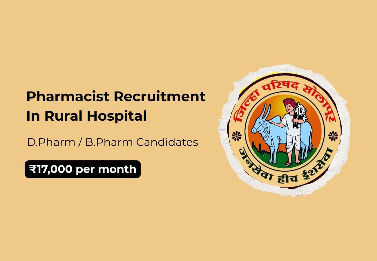 Zilla Parishad Solapur Hiring Pharmacist – D.Pharm/B.Pharm Can Apply