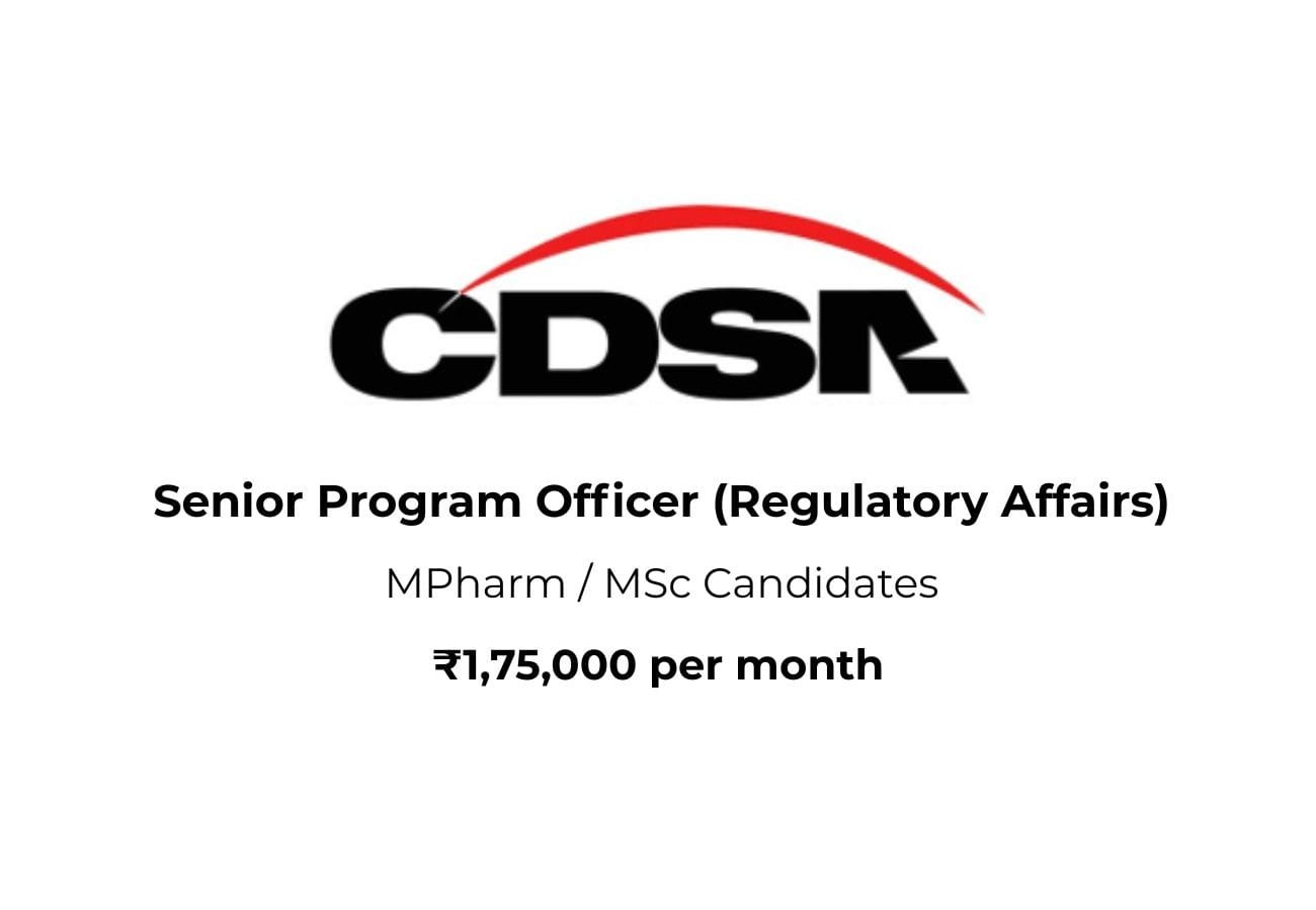 Regulatory Affairs Job at CDSA – ₹1.75 Lakh/Month for MPharm/MSc | Apply Now!