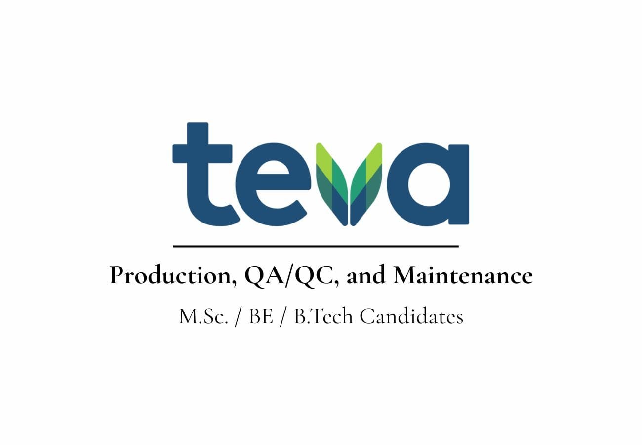 Urgent Hiring at Teva Pharmaceuticals | Production, QA/QC, and Maintenance