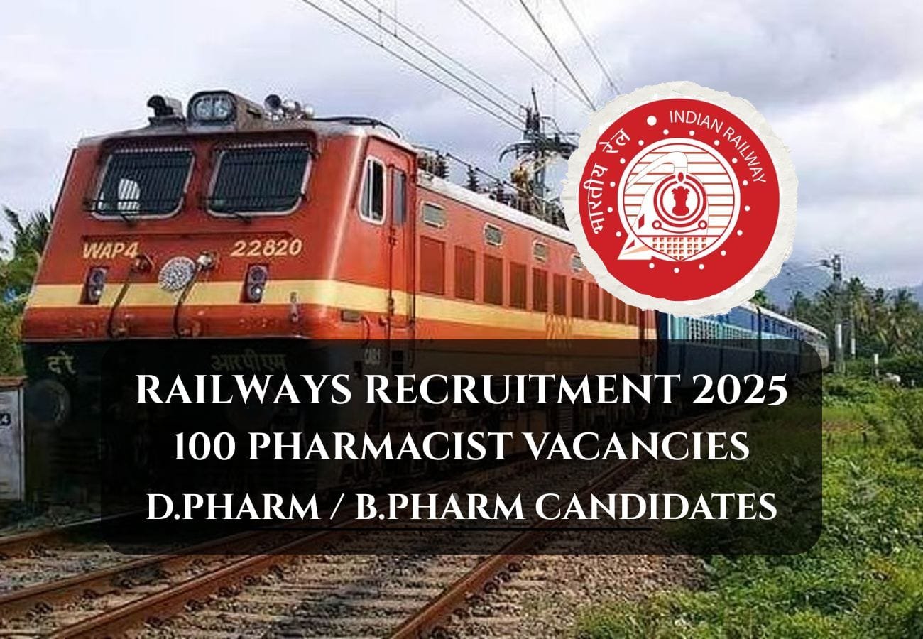 Ministry of Railways Recruitment 2025 | 100 Pharmacist Vacancies