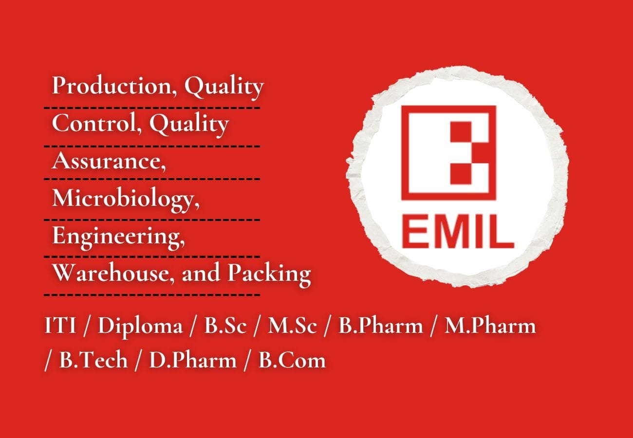 Emil Pharma Hiring Production, QC, QA, Engineering Jobs