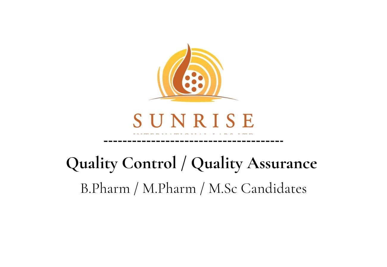 Urgent Hiring QA/QC Executive | Sunrise International Labs
