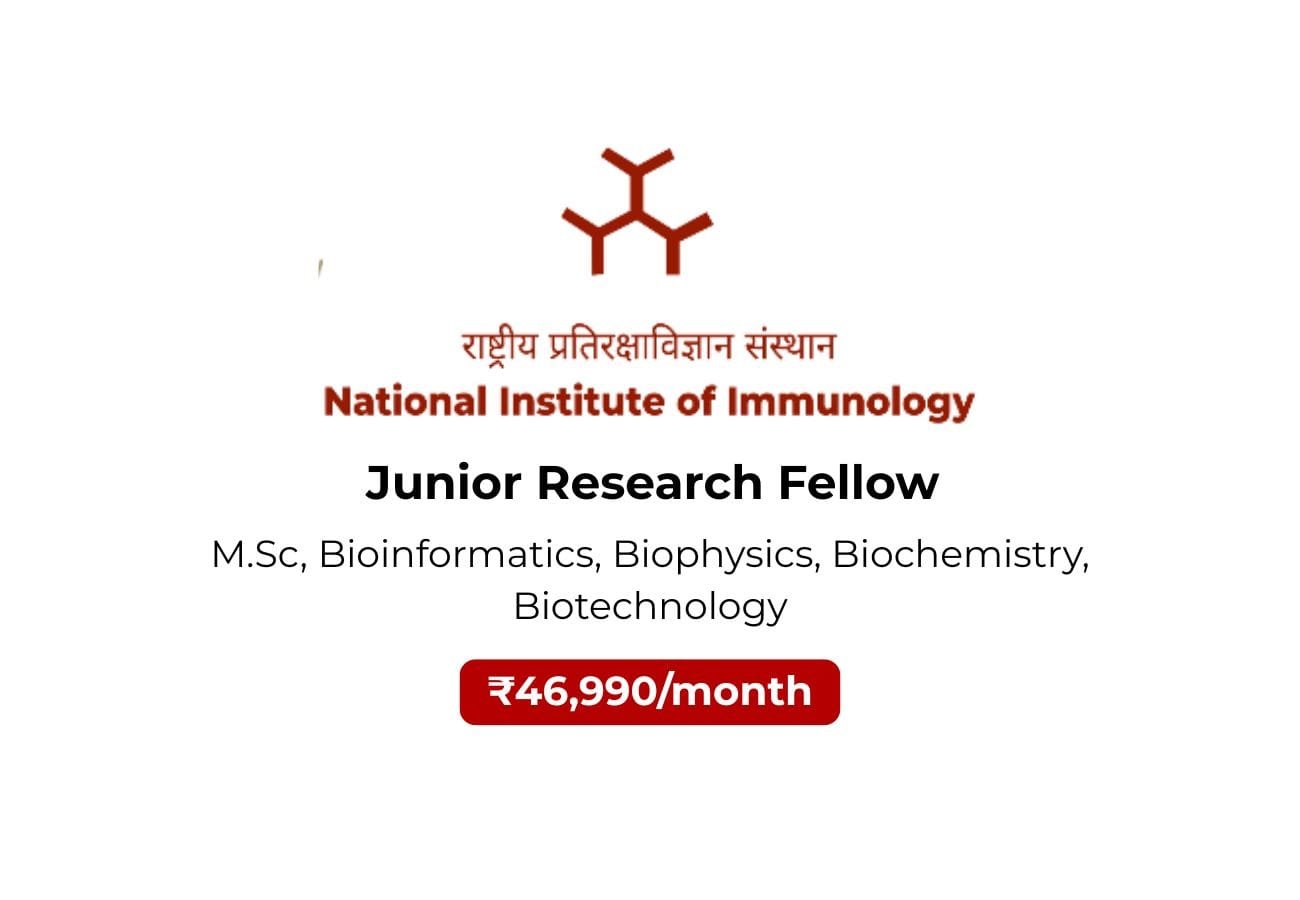 Latest NII Recruitment 2025: Junior Research Fellow (JRF) | DBT Funded Project | High Salary
