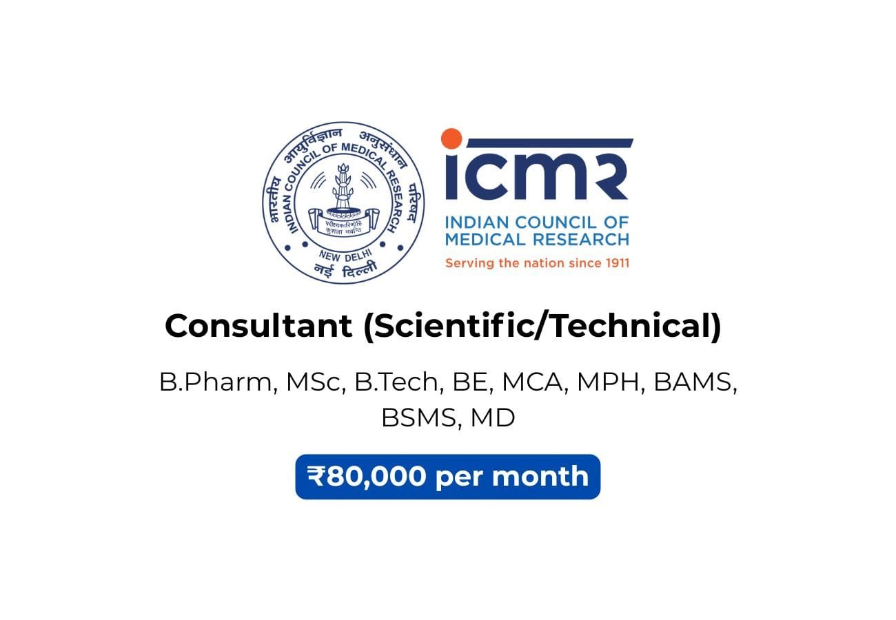Latest ICMR Jobs 2025: Consultant Vacancy – ₹80,000 Per Month | Apply Now