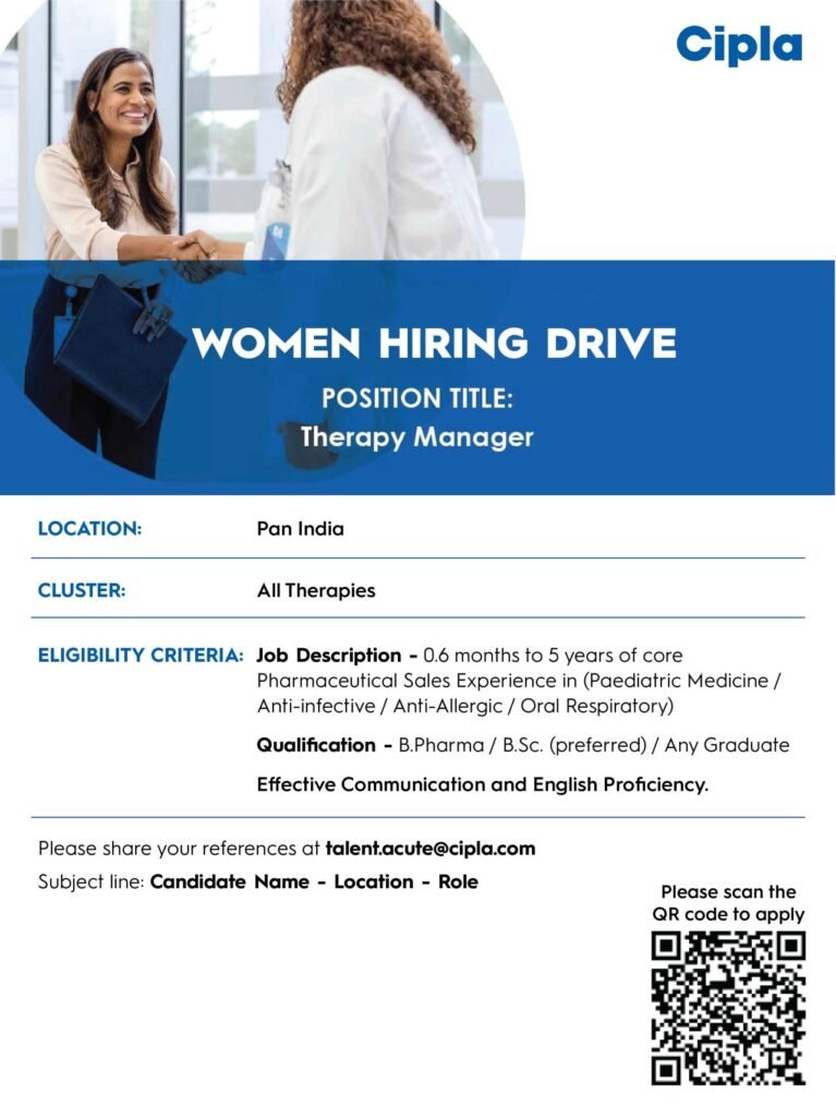 Cipla Hiring For Therapy Manager Cipla Hiring For Therapy Manager
