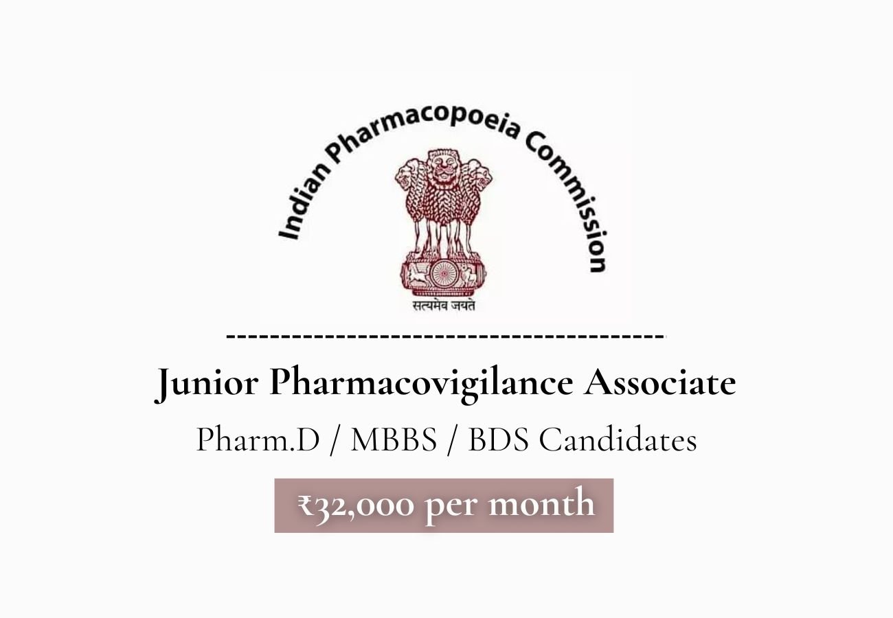Government Pharma Job Junior Pharmacovigilance Associate