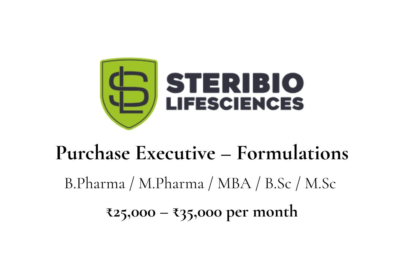 SteriBio Hiring For Purchase Executive – Formulations