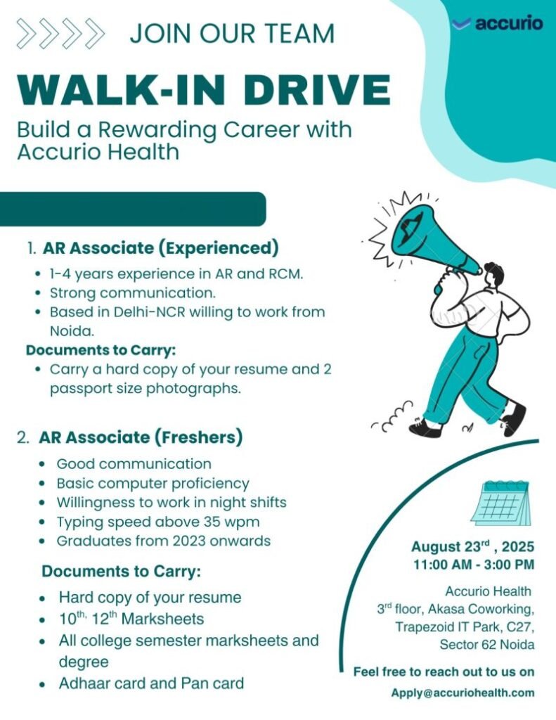 Freshers Needed In AR Associate At Accurio Health Company Freshers Needed In AR Associate At Accurio Health Company