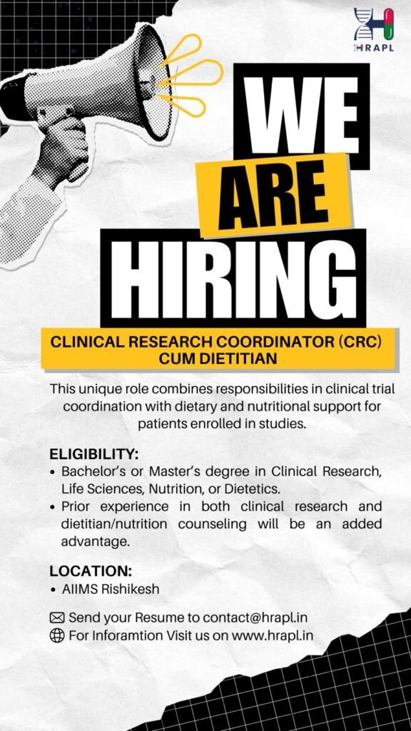 HRAPL Hiring For Clinical Research Coordination HRAPL Hiring For Clinical Research Coordination