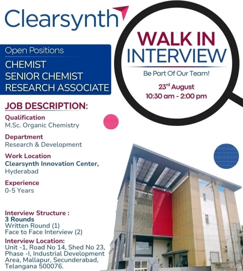 Freshers Needed In Research & Development At Clearsynth Freshers Needed In Research & Development At Clearsynth