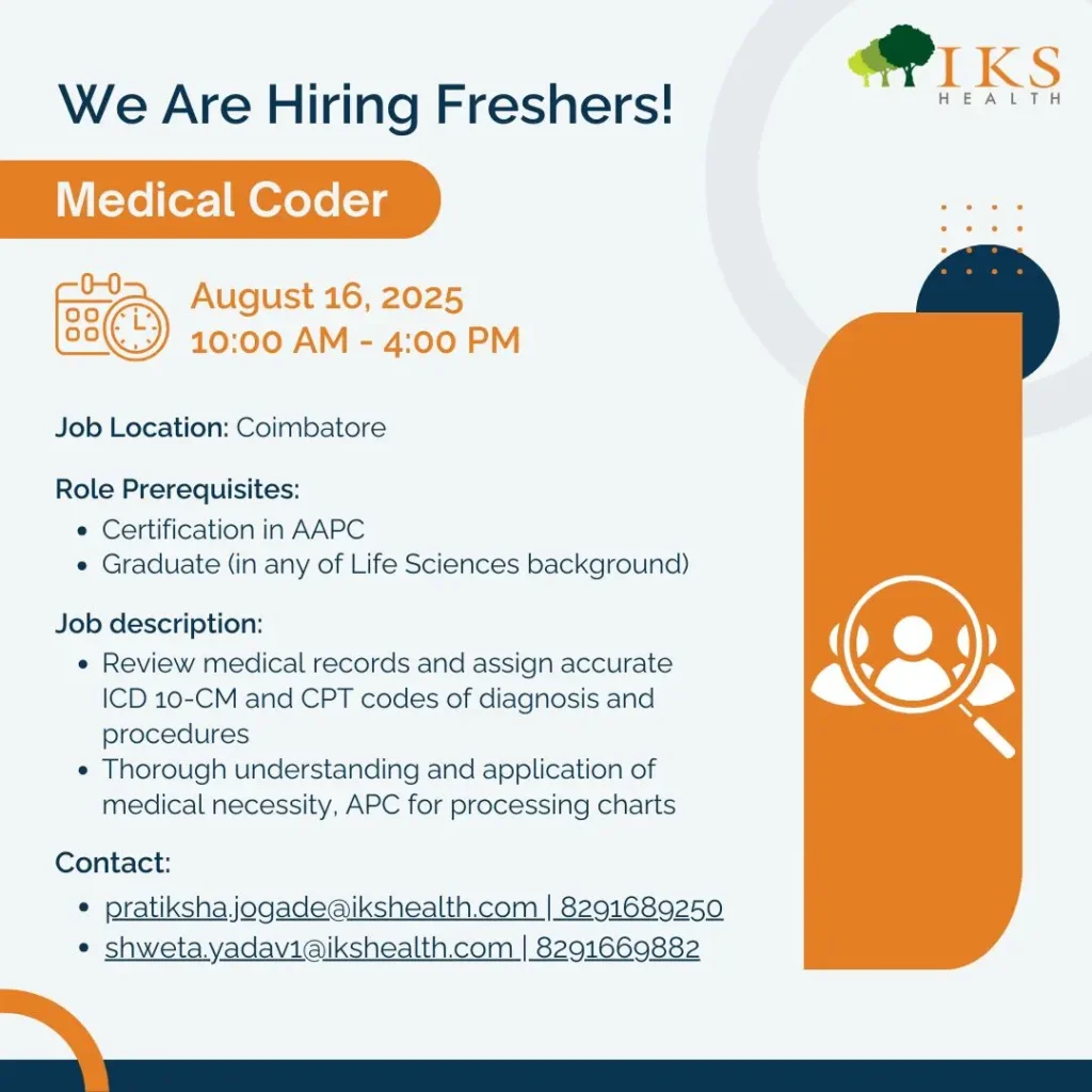 Freshers Needed In Medical Coding At IKS Health Freshers Needed In Medical Coding At IKS Health