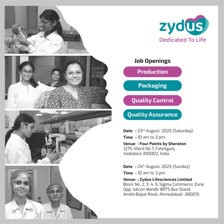 Zydus Lifesciences Hiring Production / Packaging / Quality Control / Quality Assurance Zydus Lifesciences Hiring Production / Packaging / Quality Control / Quality Assurance