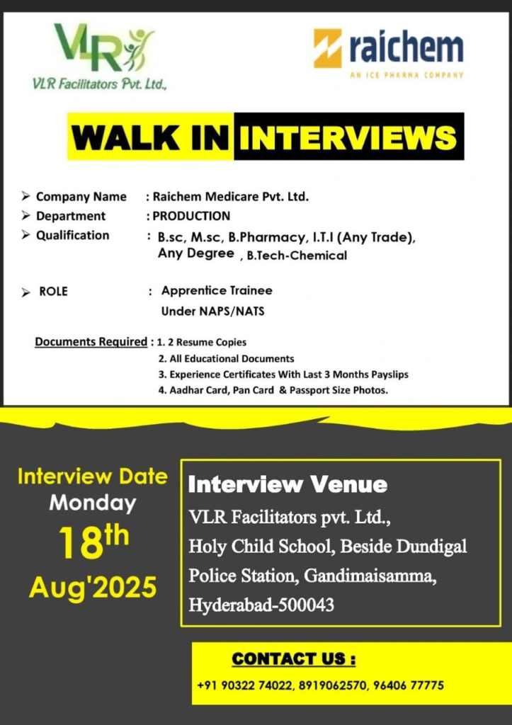 Freshers Needed In Apprentice Trainee (Production) At Raichem Medicare Freshers Needed In Apprentice Trainee (Production) At Raichem Medicare