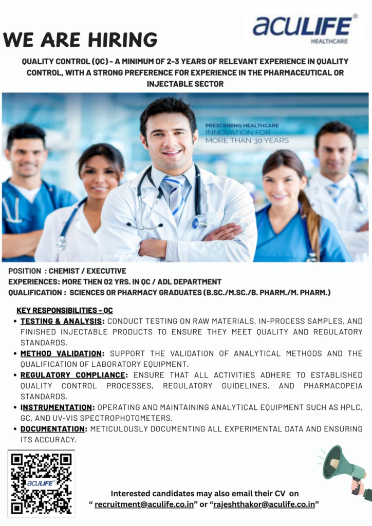 AcuLIFE Healthcare Hiring For Quality Control