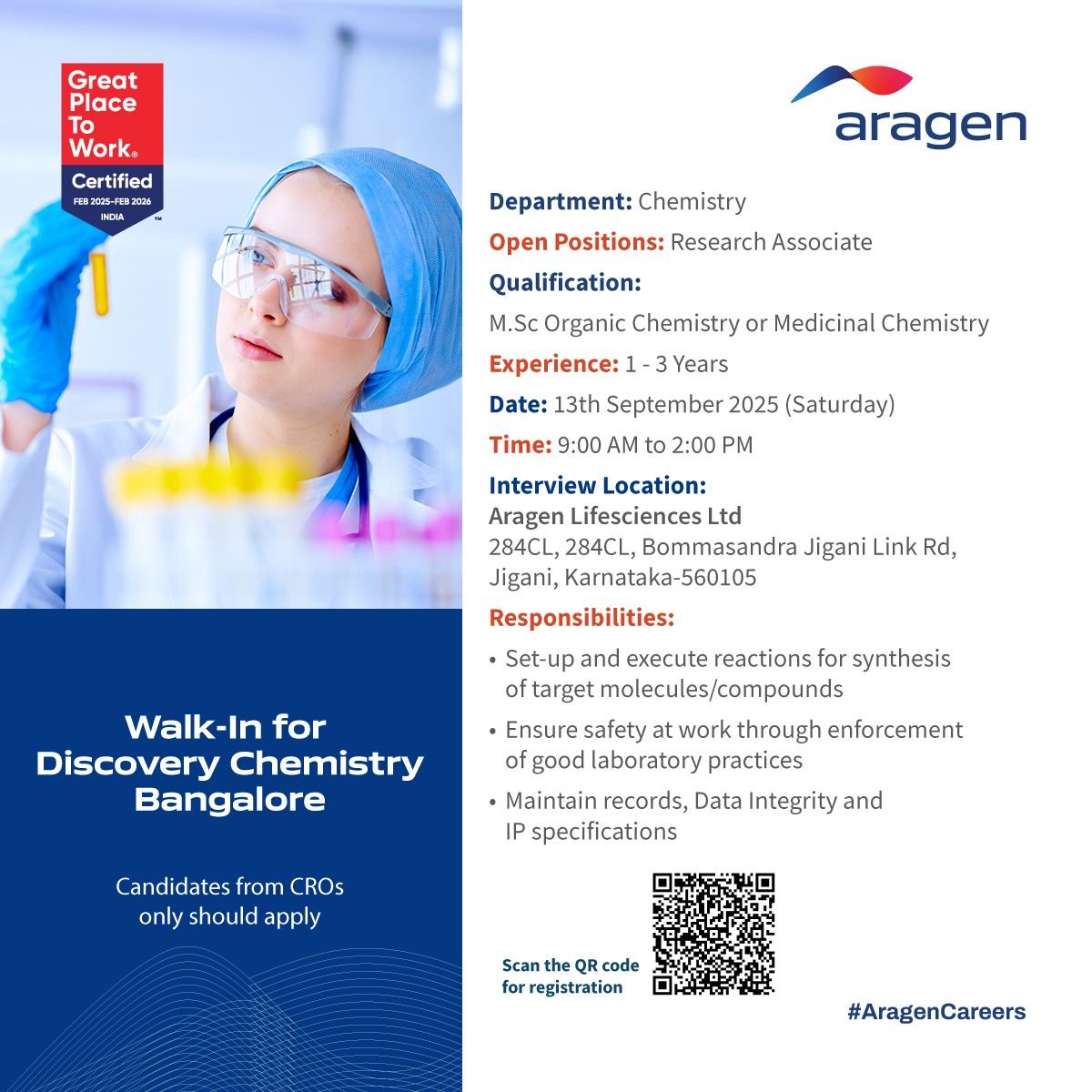 Aragen Lifesciences Hiring For Research Associate