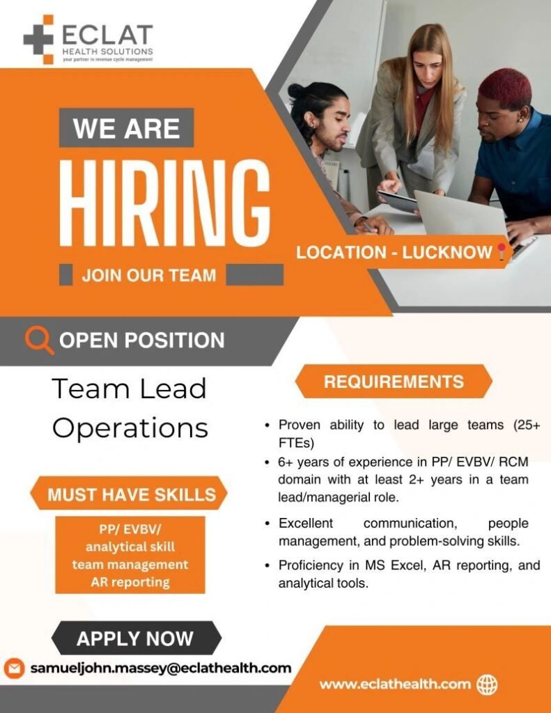 Eclat Health Solutions Hiring For Team Lead Operations