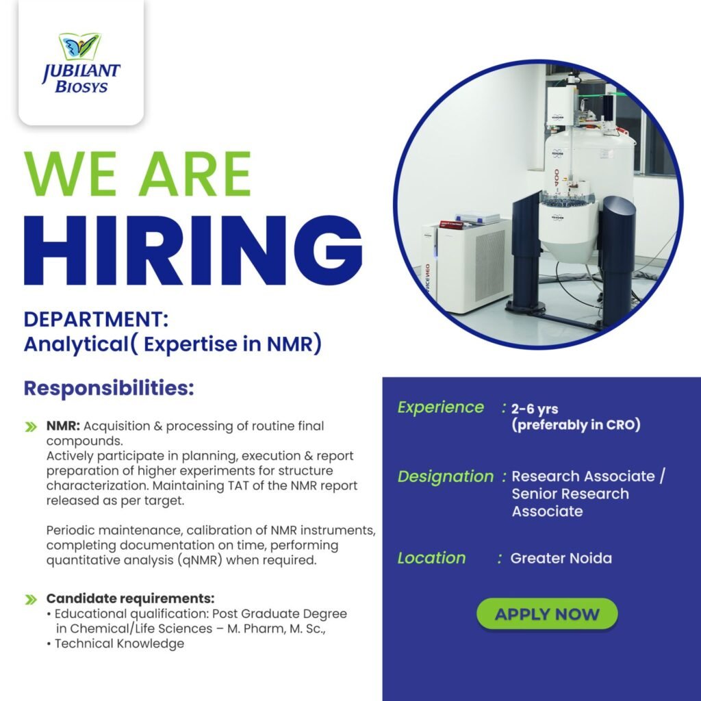 Jubilant Biosys Hiring For Research Associate / Senior Research Associate Jubilant Biosys Hiring For Research Associate / Senior Research Associate