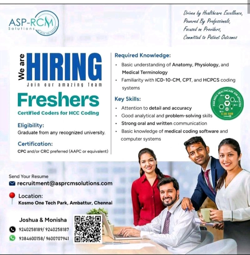 Freshers Needed In Medical Coding At ASP-RCM Solutions