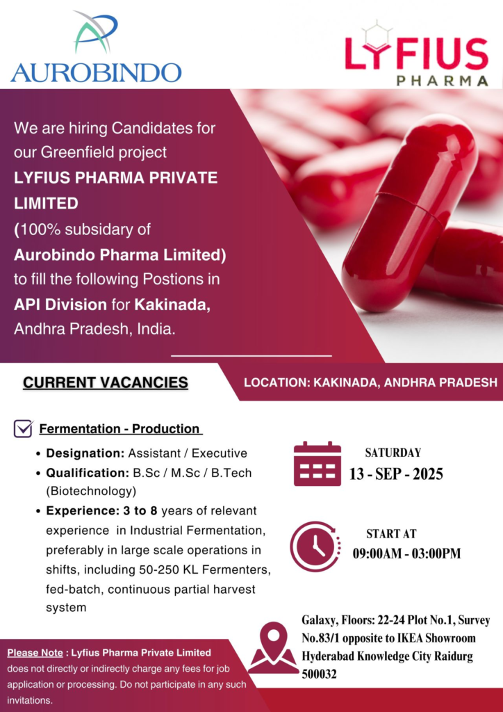 Lyfius Pharma Hiring For Production Lyfius Pharma Hiring For Production