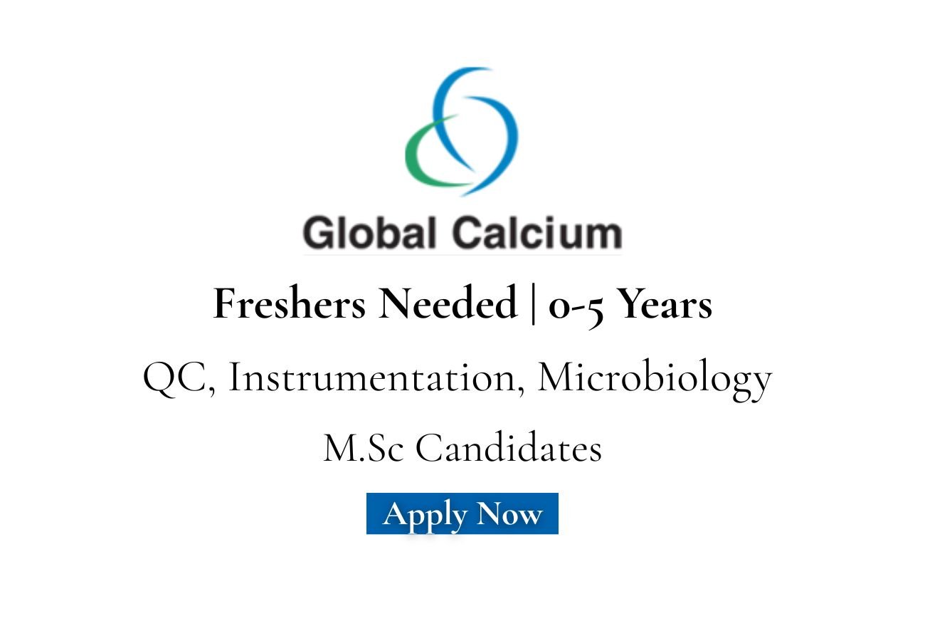 Freshers Needed In QC, Instrumentation, Microbiology At Global Calcium