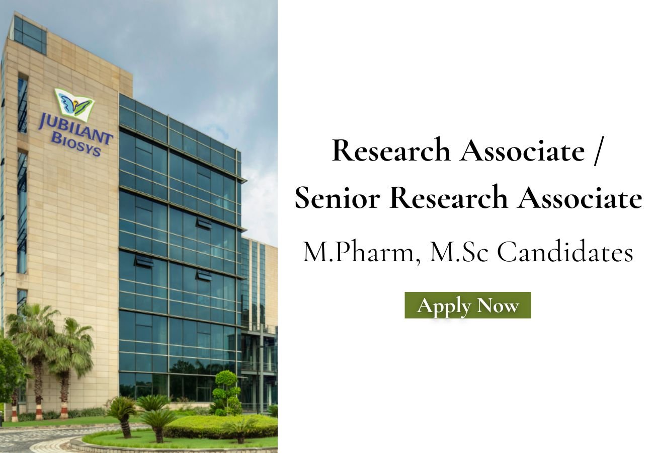 Jubilant Biosys Hiring For Research Associate / Senior Research Associate
