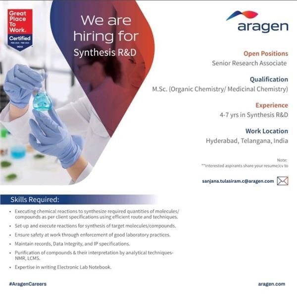 Aragen Life Sciences Hiring For Synthesis R&D Aragen Life Sciences Hiring For Synthesis R&D