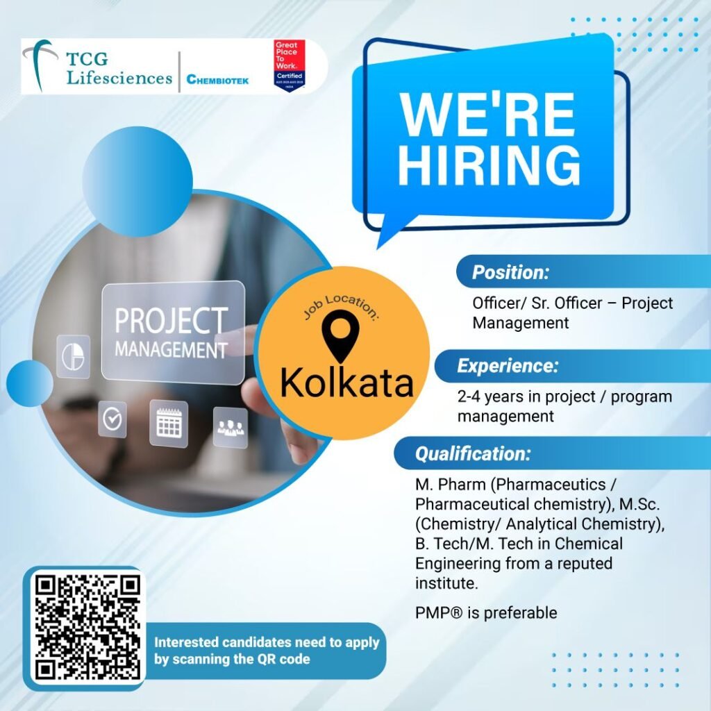 TCG Lifesciences Hiring For Project Management