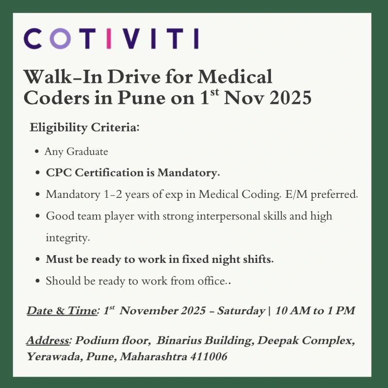 Cotiviti Hiring For Medical Coder Cotiviti Hiring For Medical Coder