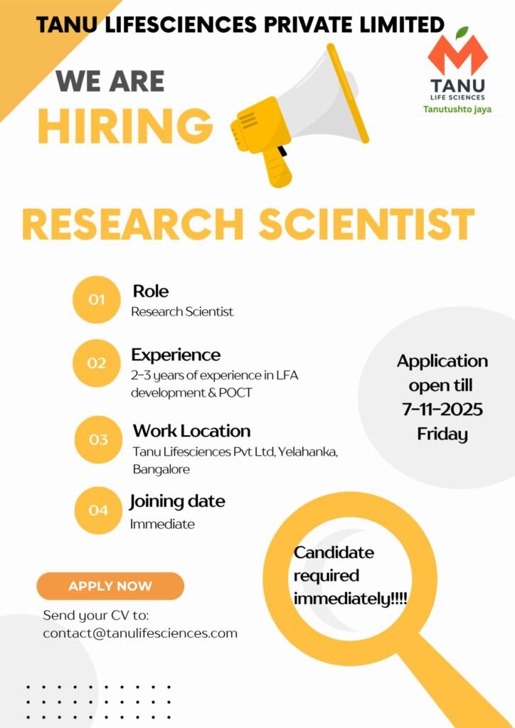 Tanu Lifesciences Hiring For Research Scientist