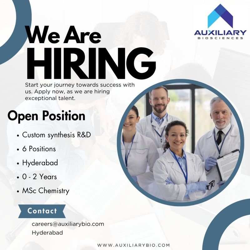Freshers Needed In R&D Scientist - Custom Synthesis At Auxiliary Biosciences