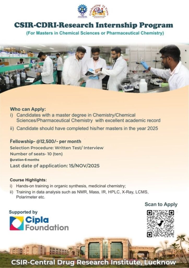 CSIR-CDRI-Hiring For Research Internship Program