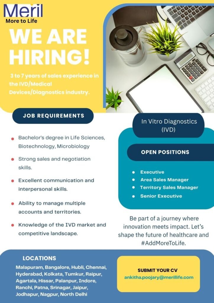 Meril Life Sciences Hiring For IVD sales positions Meril Life Sciences Hiring For IVD sales positions