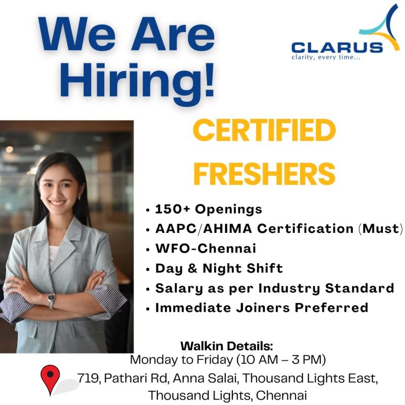 Freshers Needed In Trainee Medical Coder At Clarus Freshers Needed In Trainee Medical Coder At Clarus