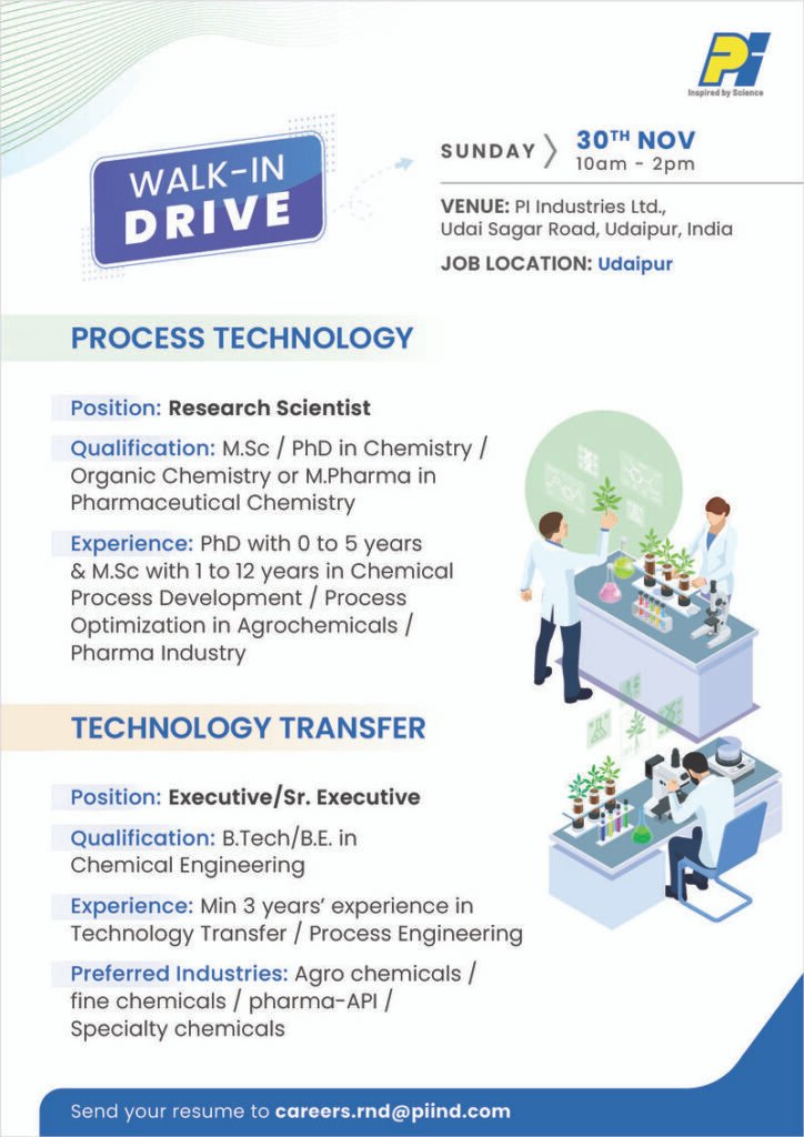 Freshers Needed In Research Scientist At PI Industries Ltd