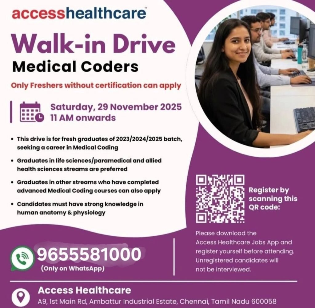 Freshers Needed medical coding At Access Healthcare