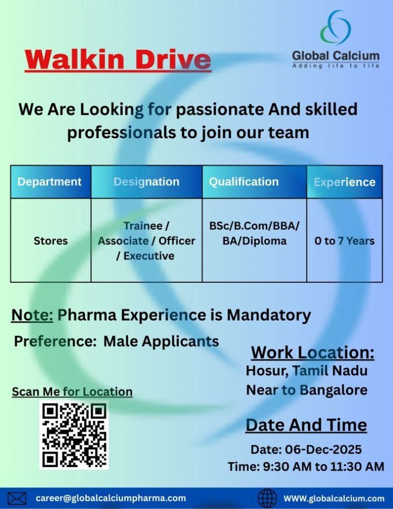 Freshers Needed In Trainee, Associate, Officer At Global Calcium Freshers Needed In Trainee, Associate, Officer At Global Calcium