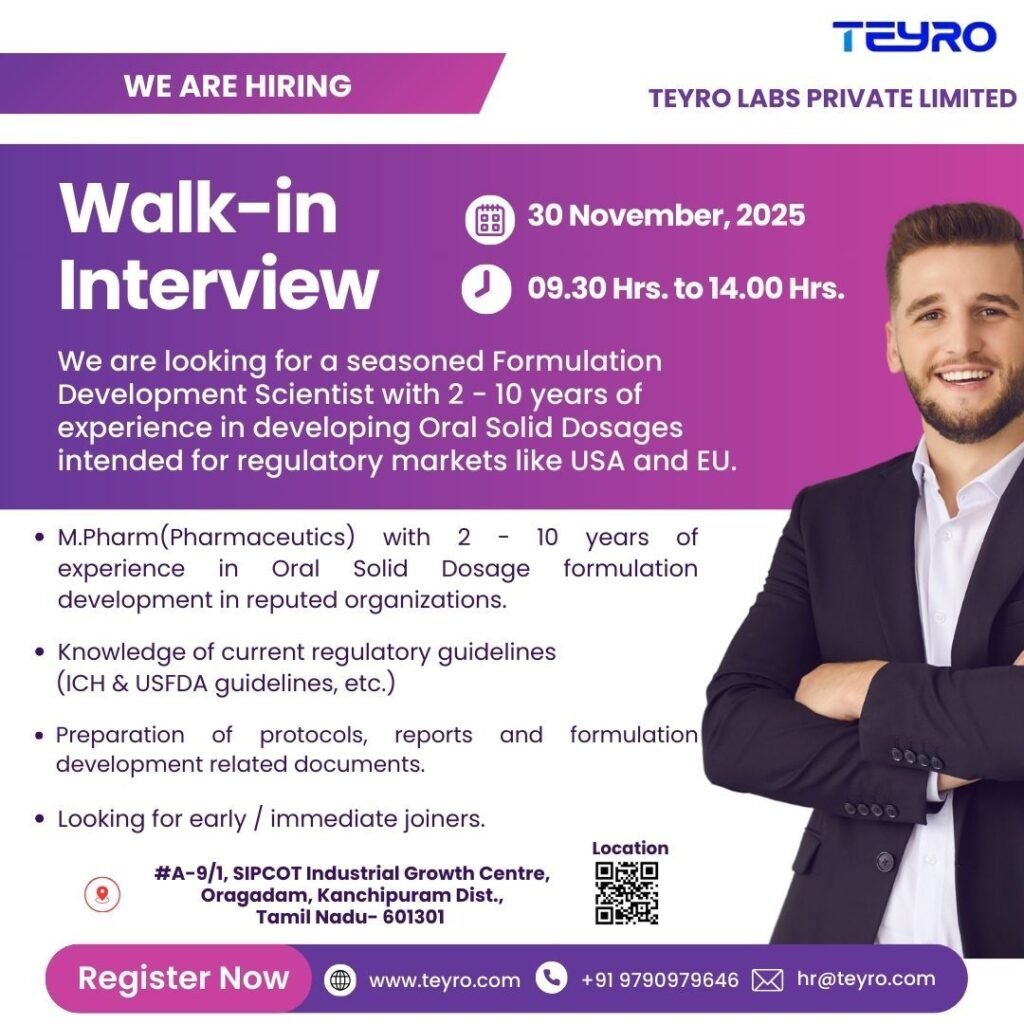 TEYRO Labs Hiring For Formulation Development Scientist TEYRO Labs Hiring For Formulation Development Scientist