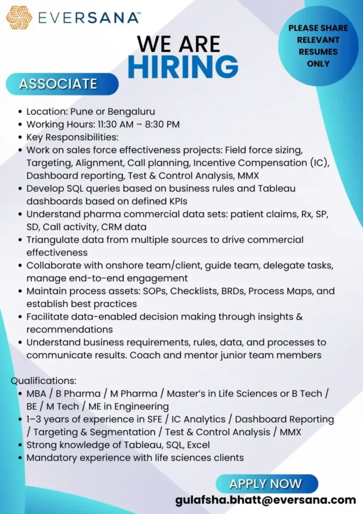 EVERSANA Hiring For SFE Associate