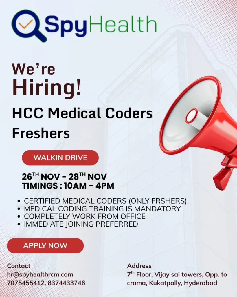 Freshers Needed In medical coding At Spy Health