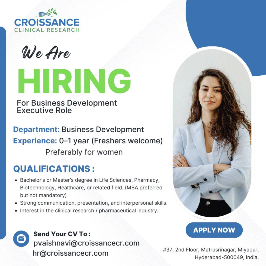 Freshers Needed In Business Development At Croissance Clinical Research Freshers Needed In Business Development At Croissance Clinical Research