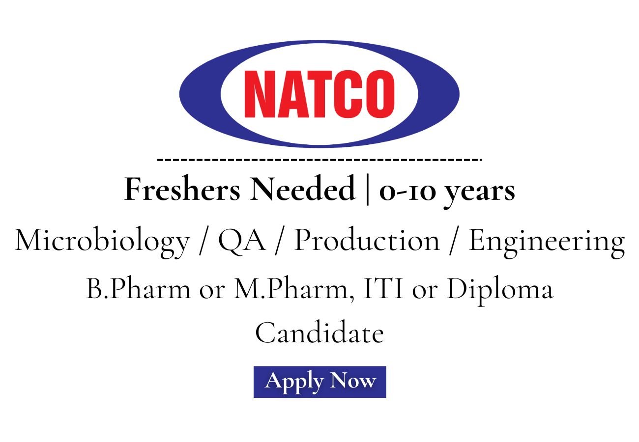 Freshers Needed In Microbiology, QA, Production, Engineering At NATCO Pharma